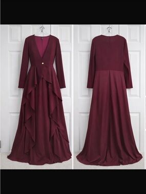 Long Burgundy Ruffle Duster